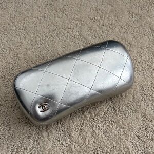 Chanel silver sunglasses case used
